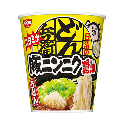 日清的耐力源源不斷的兵衛(wèi)豬大蒜醬油烏冬面日清面類包裝設(shè)計(圖1)